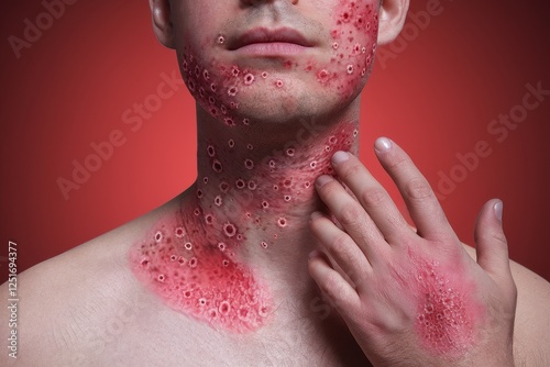 Severe Skin Disease:  A Medical Image Depicting a Man with Extensive Skin Lesions
