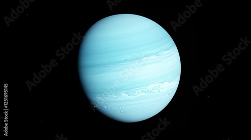 Close up view of uranus  unique blue green hues and cloud patterns in the dark cosmos