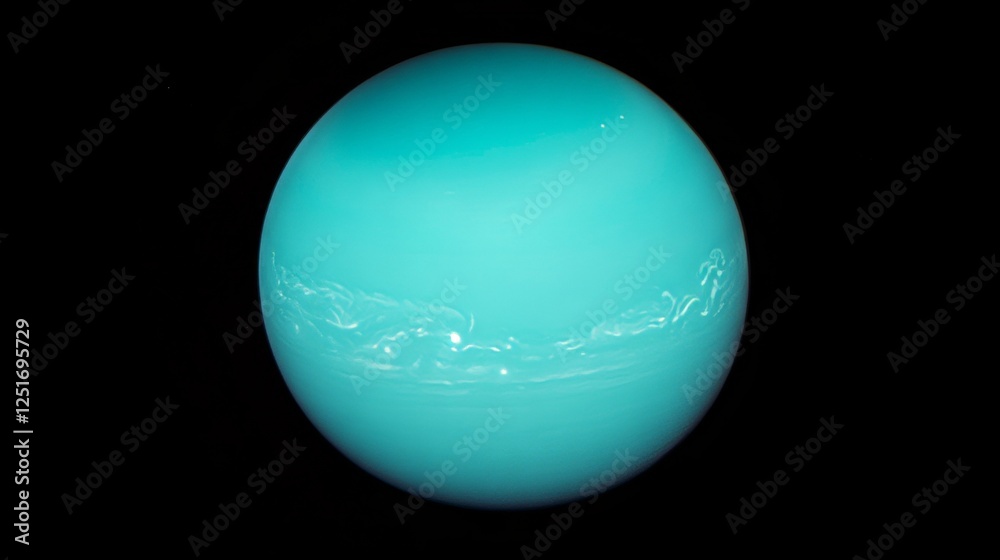 Obraz premium Close up perspective of uranus featuring its unique blue green hues and intricate cloud patterns