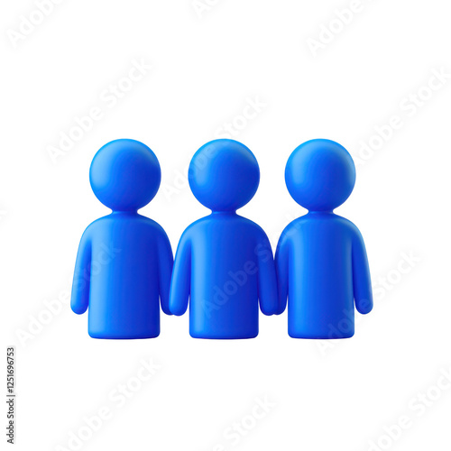 3d Blue figures in a circle, symbolising unity and teamwork PNG