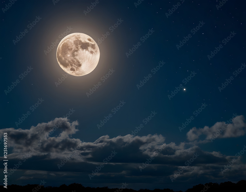 Illustration of the full moon in the sky at night, Background wallpaper, abstract background Illustration of the full moon in the sky at night, Background wallpaper, abstract background