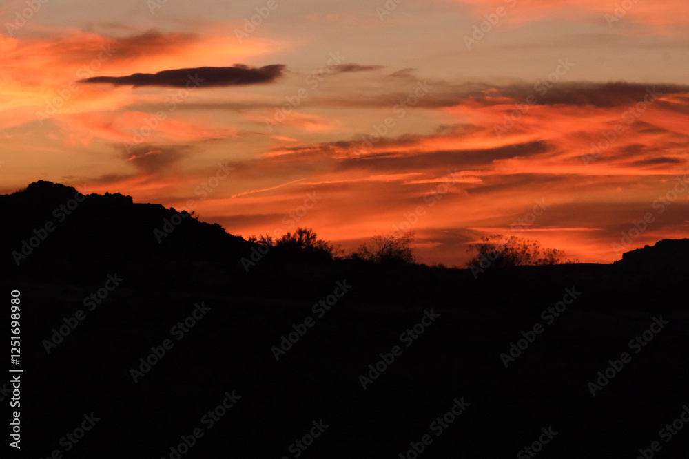 Oramge sunset in the desert southwest mountains Oramge sunset in the desert southwest mountains