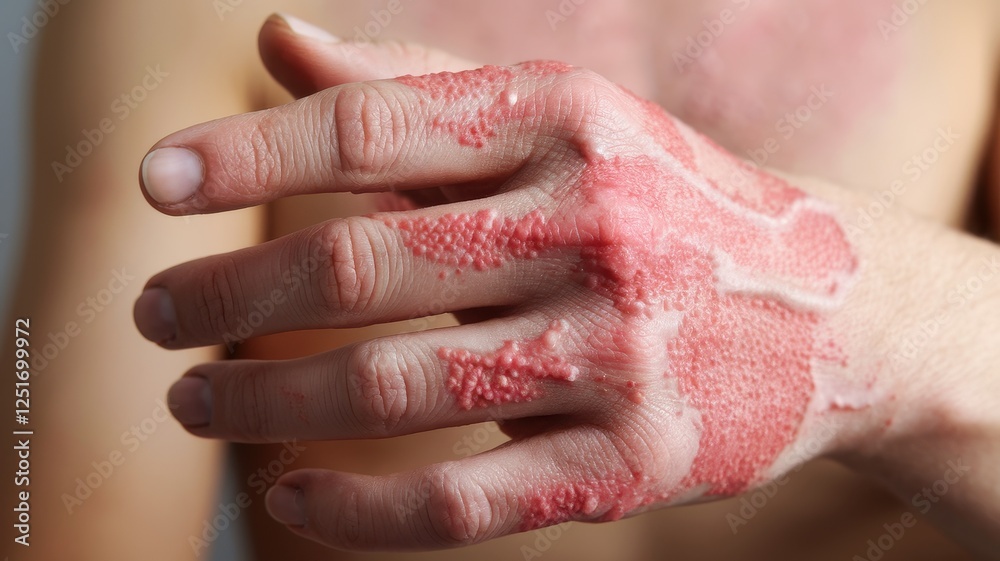 Fototapeta premium Severe Hand Burn: Medical Image of a Second-Degree Burn