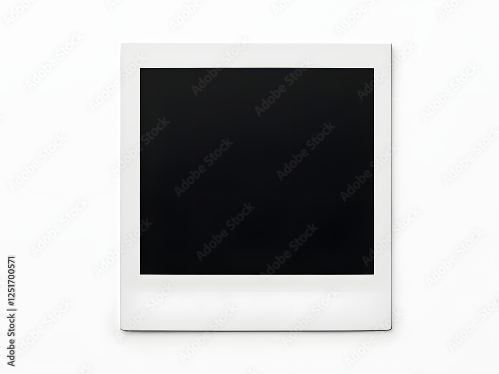 A blank Polaroid frame with a black center, evoking a vintage and nostalgic photographic aesthetic. A blank Polaroid frame with a black center, evoking a vintage and nostalgic photographic aesthetic.