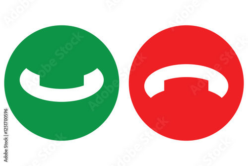 Phone call icon answer, accept and decline call icons with green and red buttons , Contact us telephone sign. yes and no buttons. Incoming call icons. Round Vector Phone Icon. telephone icon. EPS 10