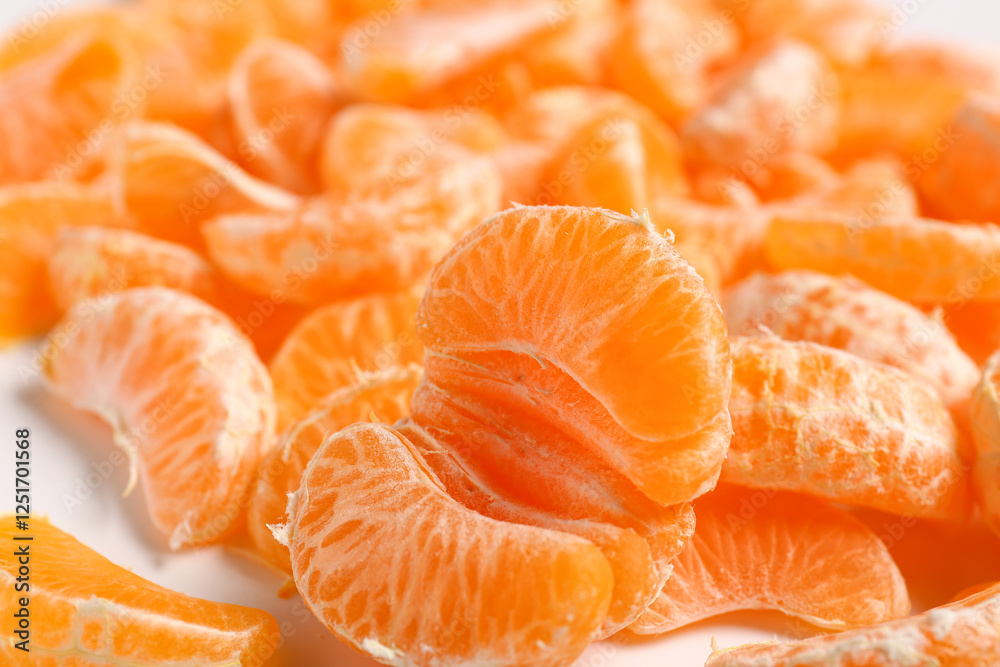 Texture of sweet peeled mandarins, closeup Texture of sweet peeled mandarins, closeup