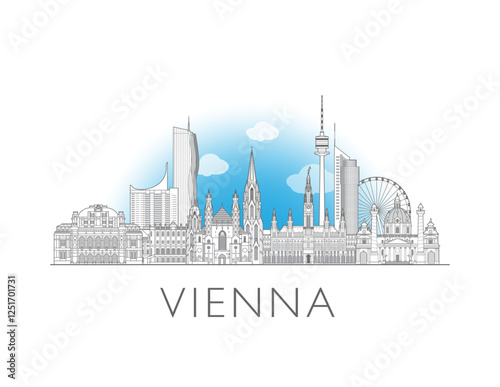 Vienna skyline cityscape vector illustration