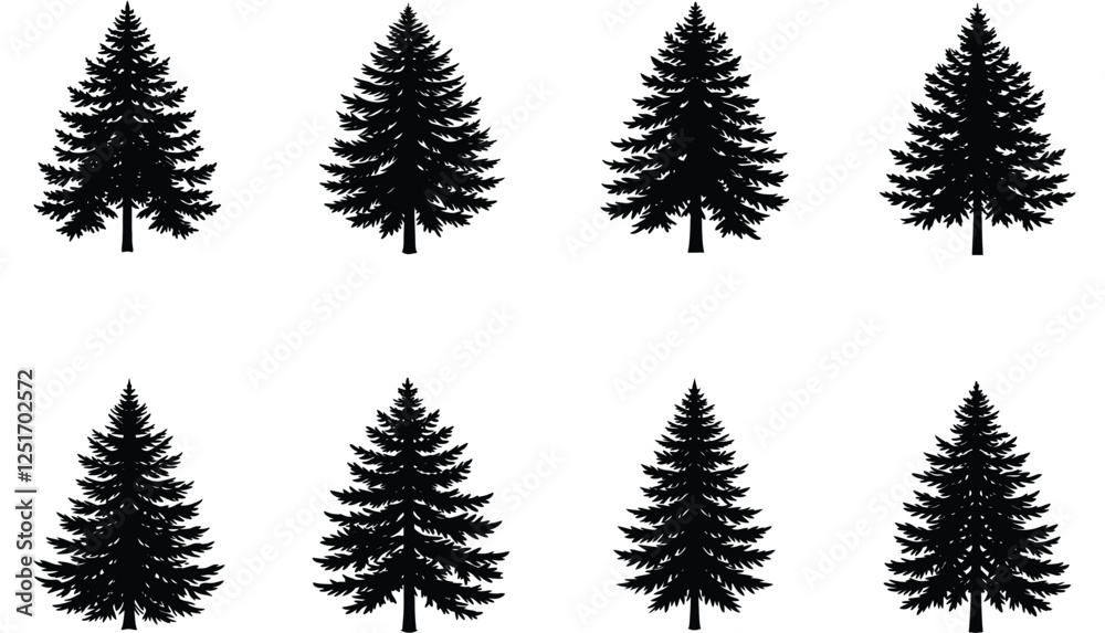 Fototapeta premium set of palm trees silhouette 