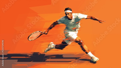 tennis player serving the ball dynamic motion,generative ai illustration