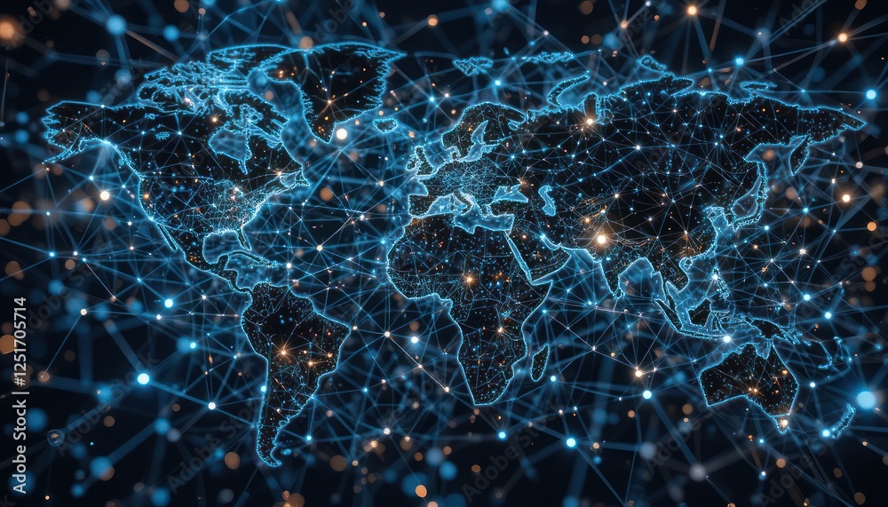 Global network connections, digital world map, data flow, futuristic background, website banner Global network connections, digital world map, data flow, futuristic background, website banner