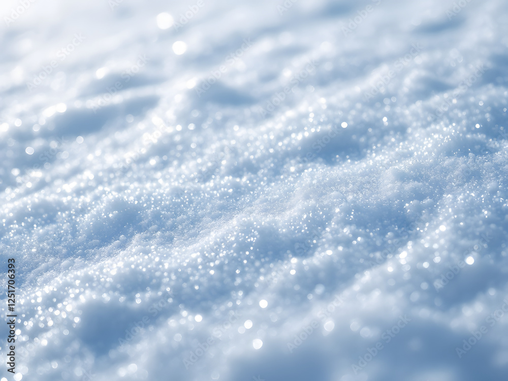 Obraz premium Fresh snow sparkles under sunlight, creating a serene and tranquil winter scene with glistening crystals.