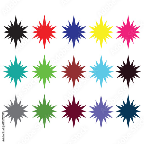 Different starburst . Starburst isolated icons set