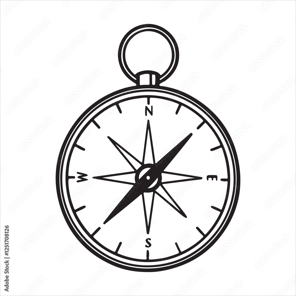 Travel Compass Icon for Exploration and Wayfinding Travel Compass Icon for Exploration and Wayfinding