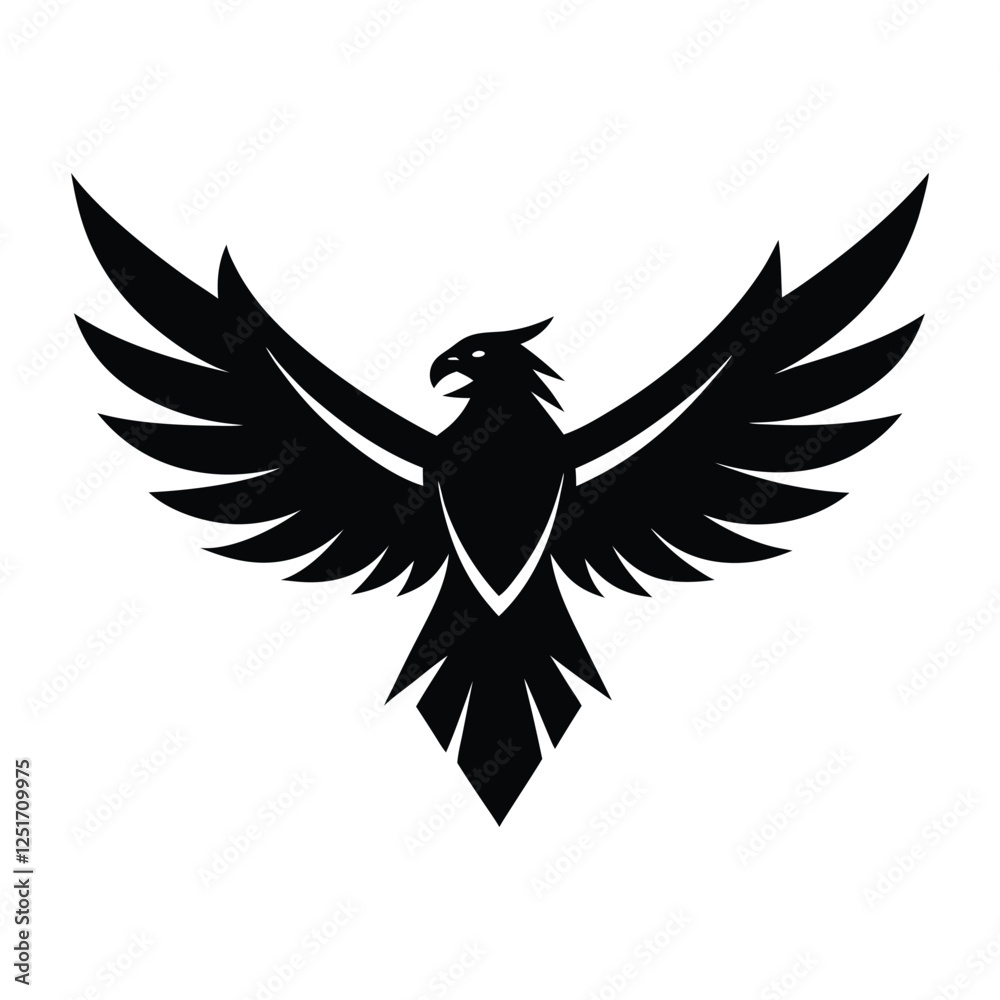 Obraz premium Eagle spreading wings sillhouette on white background vector art illustrations