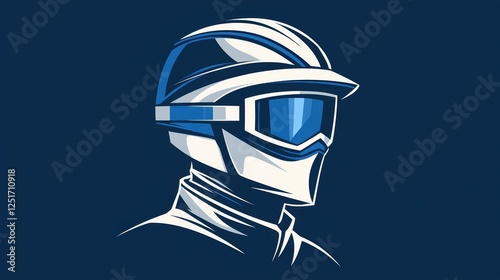 A stylized illustration of a helmeted figure, suggesting motorsport themes. photo