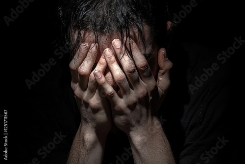 Man in Handcuffs Captured in Chiaroscuro Lighting photo