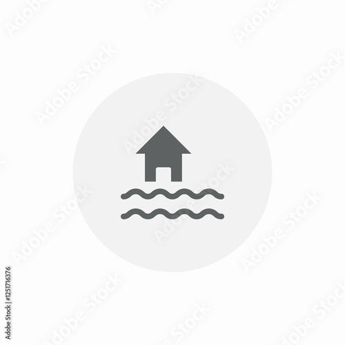 street house flood icon sign vector