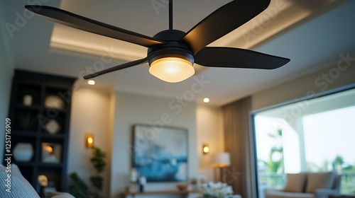 Modern Ceiling Fan Illuminates Elegant Living Room