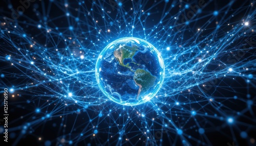Global Network, Earth, Digital Connections, Cosmos Background, Conceptual Image