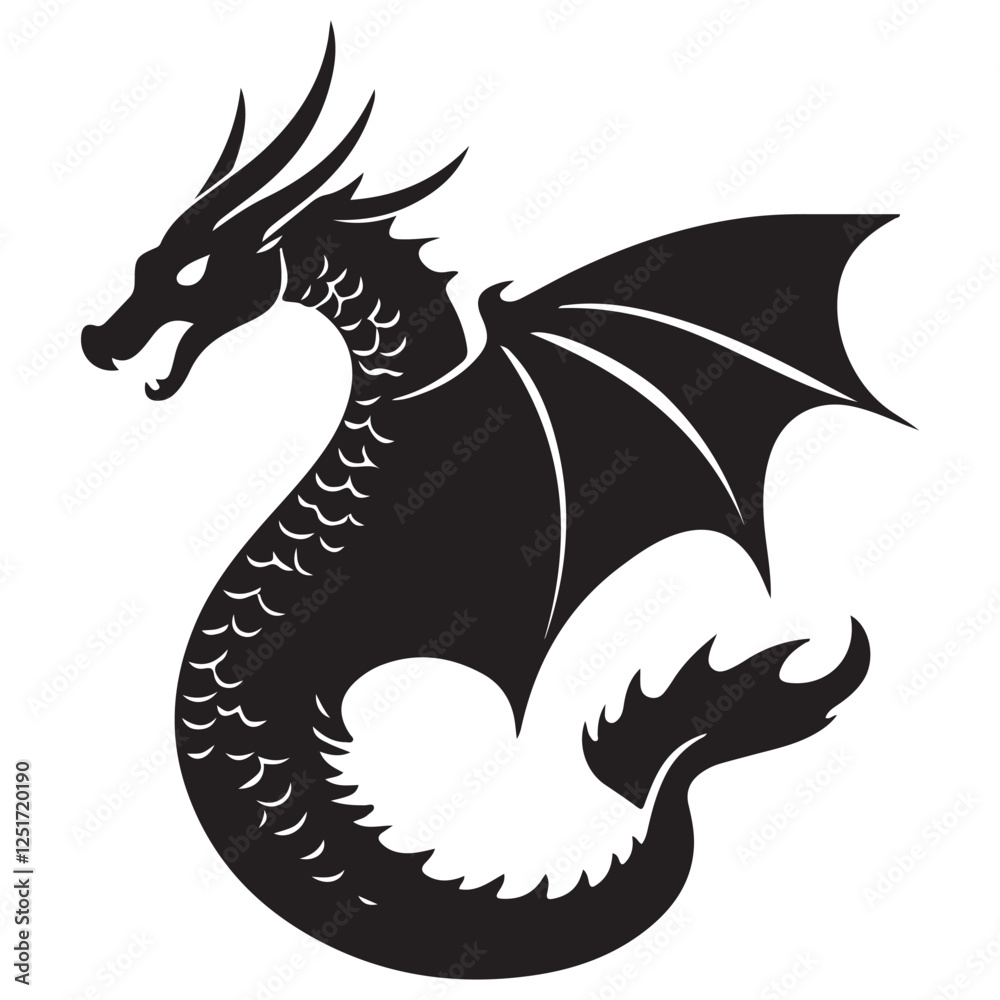 Fierce Dragon Clipart – Legendary Creature Silhouette Fierce Dragon Clipart – Legendary Creature Silhouette