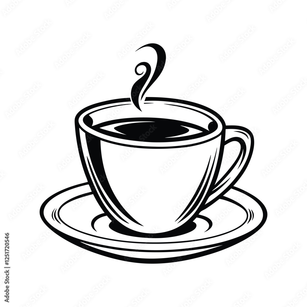 coffee cup, silhouette vector, on white background coffee cup, silhouette vector, on white background