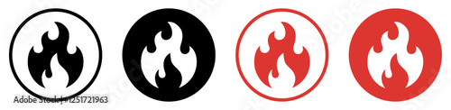 Fire icon collection. Fire icon set. Flame icon sign symbol . Fire flame vector icon set in black and red color. Flammable sign. Fire flame symbol. Vector illustration.