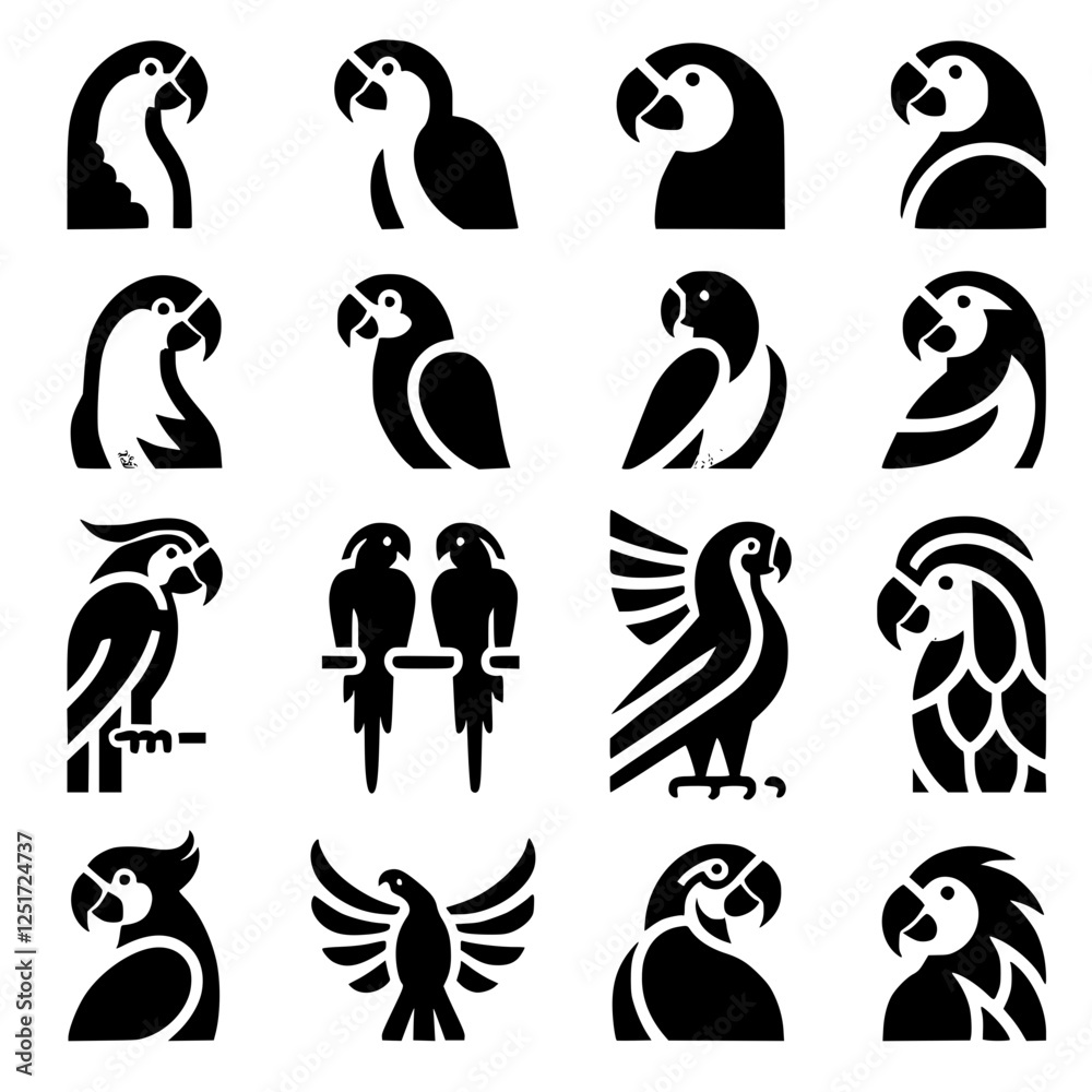 Obraz premium parrot Icon Set