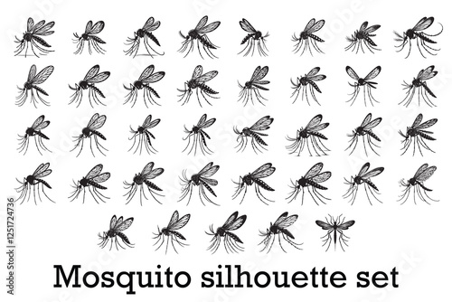 Mosquito silhouette set