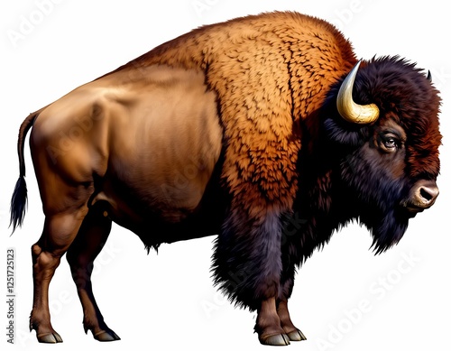 American Bison Illustration Powerful Wild Animal Image photo