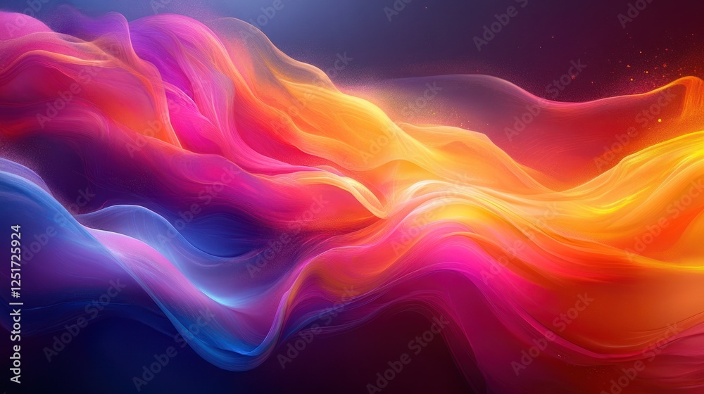 Obraz premium Abstract colorful waves flow, dark background, digital art, website banner