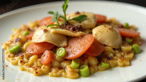Delicious Sp�tzle with Scallops, Carrots, and Herbs photo