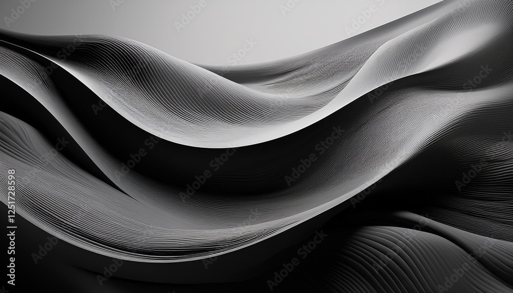 Obraz premium minimalist grayscale artwork featuring fluid organic shapes subtle gradients creating depth and movement highcontrast elements for visual interest clean modern aesthetic