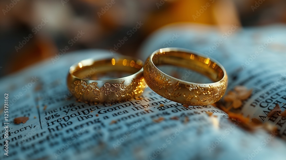 Stylized Wedding Rings on a Bible Stylized Wedding Rings on a Bible