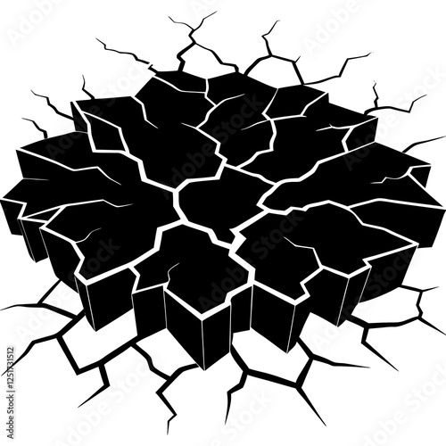 Surface cracks and fissures in ground vector