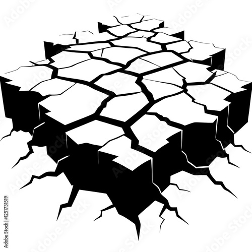 Surface cracks and fissures in ground vector