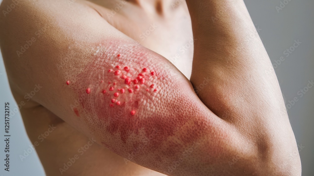 Fototapeta premium Severe Sunburn with Blisters on Arm