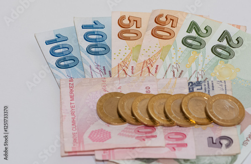 Images of banknotes of various countries. turkish lira photos.