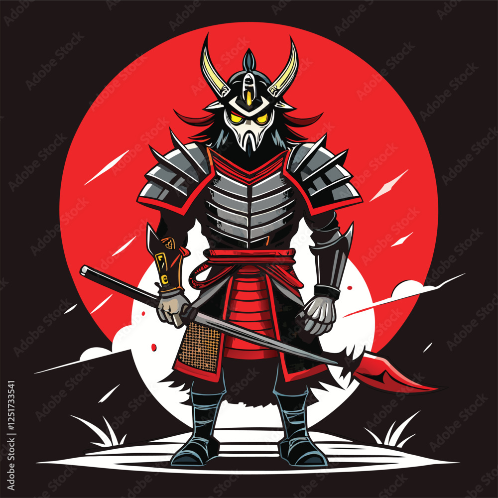Fototapeta premium Dark Samurai Warrior illustration design