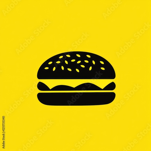 Simple black hamburger icon on yellow background (12) photo