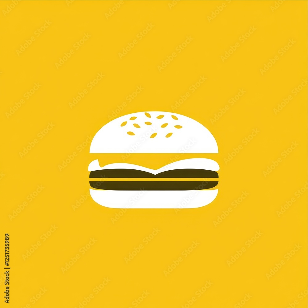 Simple hamburger icon on yellow background. Possible use Stock photo for food, restaurant, fast food, or menu design Simple hamburger icon on yellow background. Possible use Stock photo for food, restaurant, fast food, or menu design