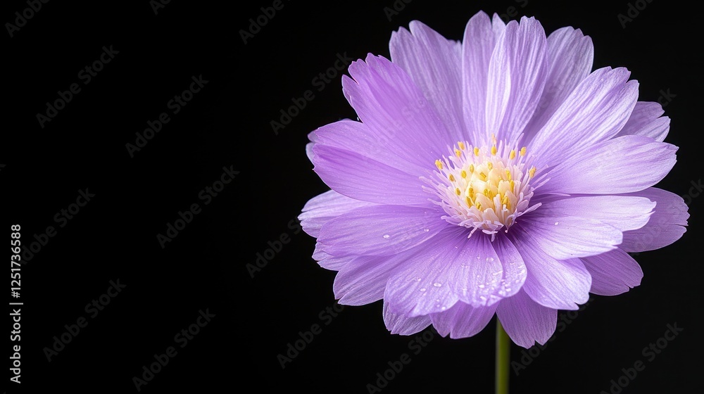 Fototapeta premium Purple Cosmos Flower, Studio Shot, Black Background, Floral Design