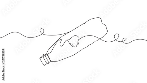  line art illustration of plastic bottles with fish in the ocean. pollution in the ocean eps 10