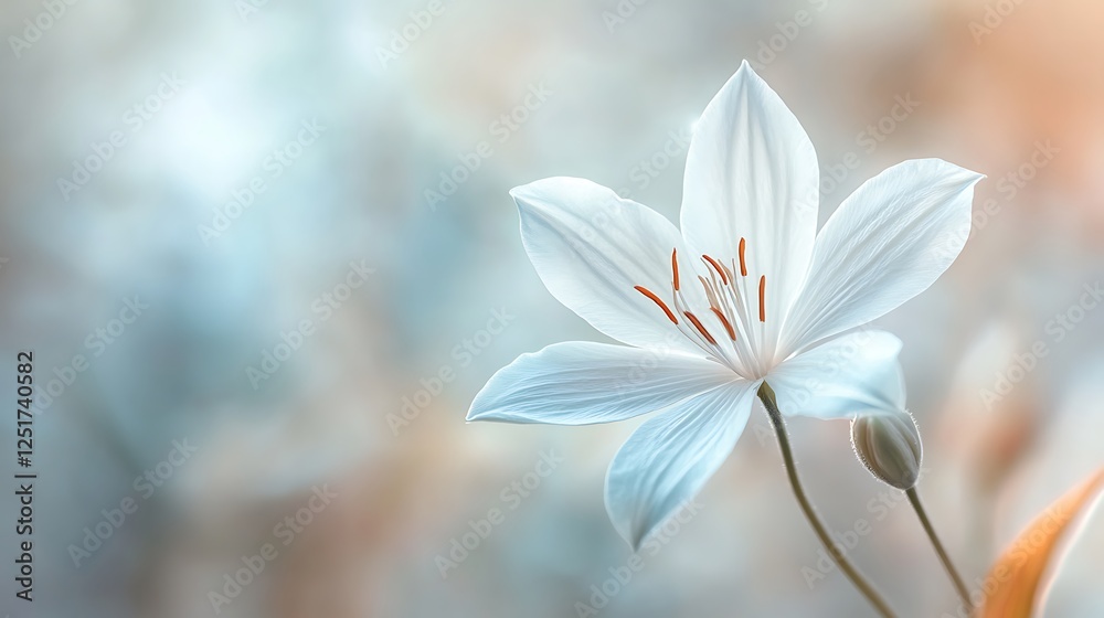 Fototapeta premium Delicate White Flower Softly Blooms in Spring