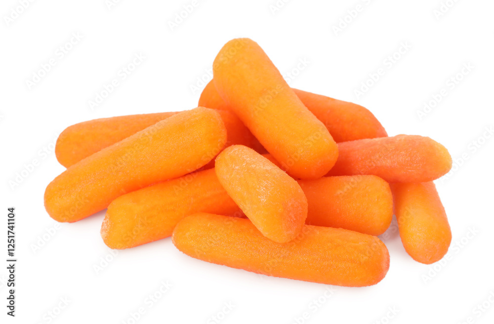 Fresh baby carrots isolated on white. Root vegetable Fresh baby carrots isolated on white. Root vegetable