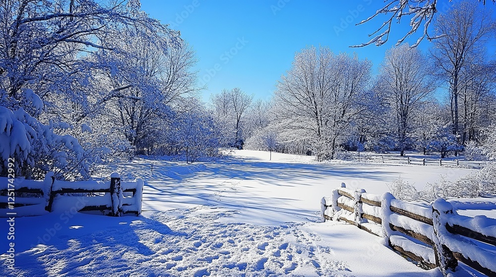Winter wonderland landscape snow-covered field scenic viewpoint bright day nature's beauty Winter wonderland landscape snow-covered field scenic viewpoint bright day nature's beauty