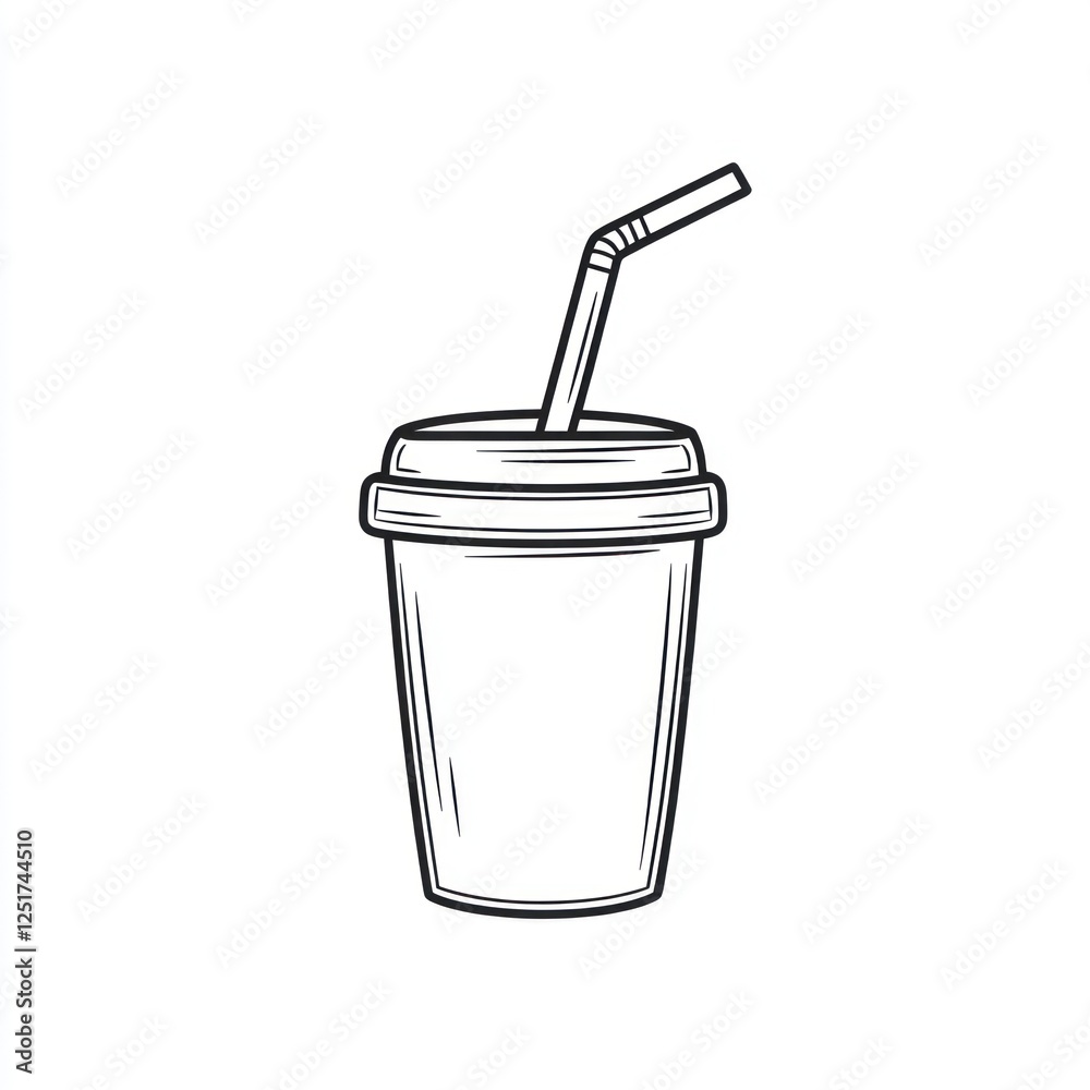 Hand-drawn illustration of disposable coffee cup with straw (1) Hand-drawn illustration of disposable coffee cup with straw (1)