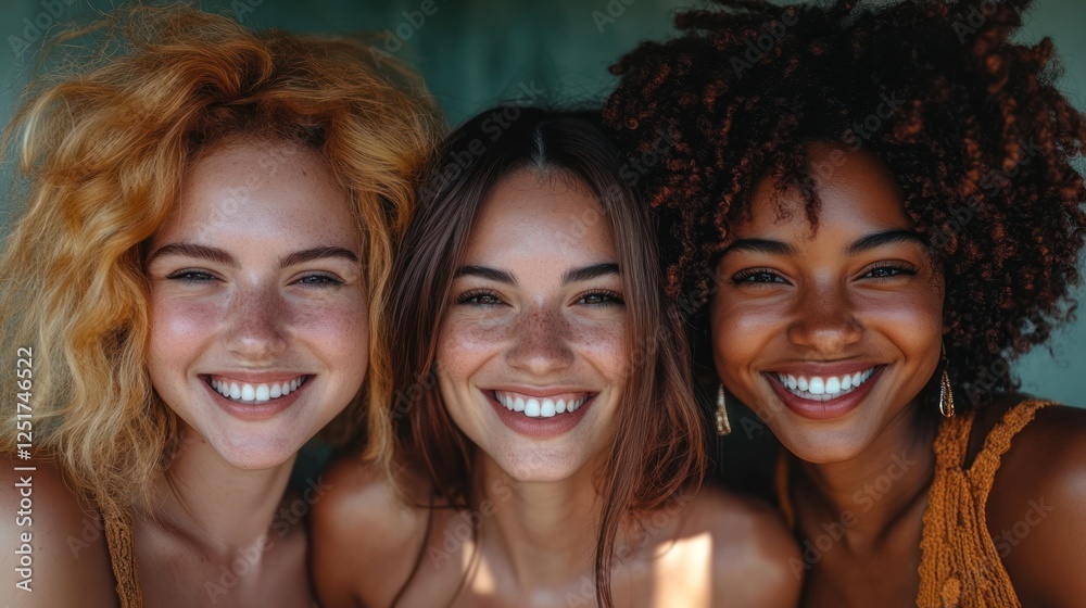 Happy diverse women smiling, outdoors, summer Happy diverse women smiling, outdoors, summer