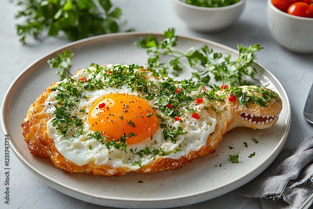Dinosaur Shaped Fried Egg with Crispy Edges for a Fun and Appetizing Breakfast Dinosaur Shaped Fried Egg with Crispy Edges for a Fun and Appetizing Breakfast