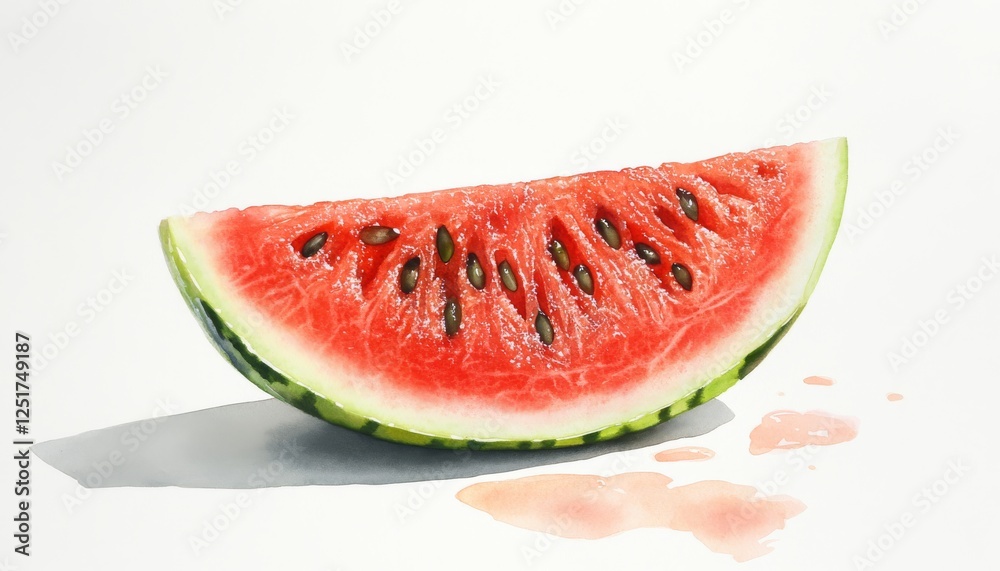 Fresh watermelon slice with vibrant red flesh and black seeds Fresh watermelon slice with vibrant red flesh and black seeds