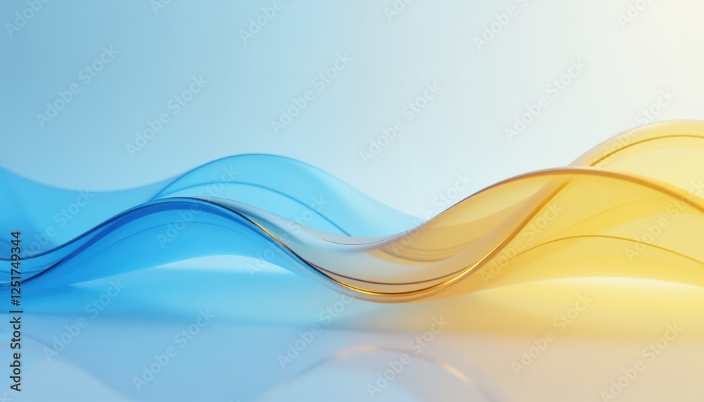 Obraz premium Abstract flowing wave background with blue and yellow liquid gradients for modern corporate presentation